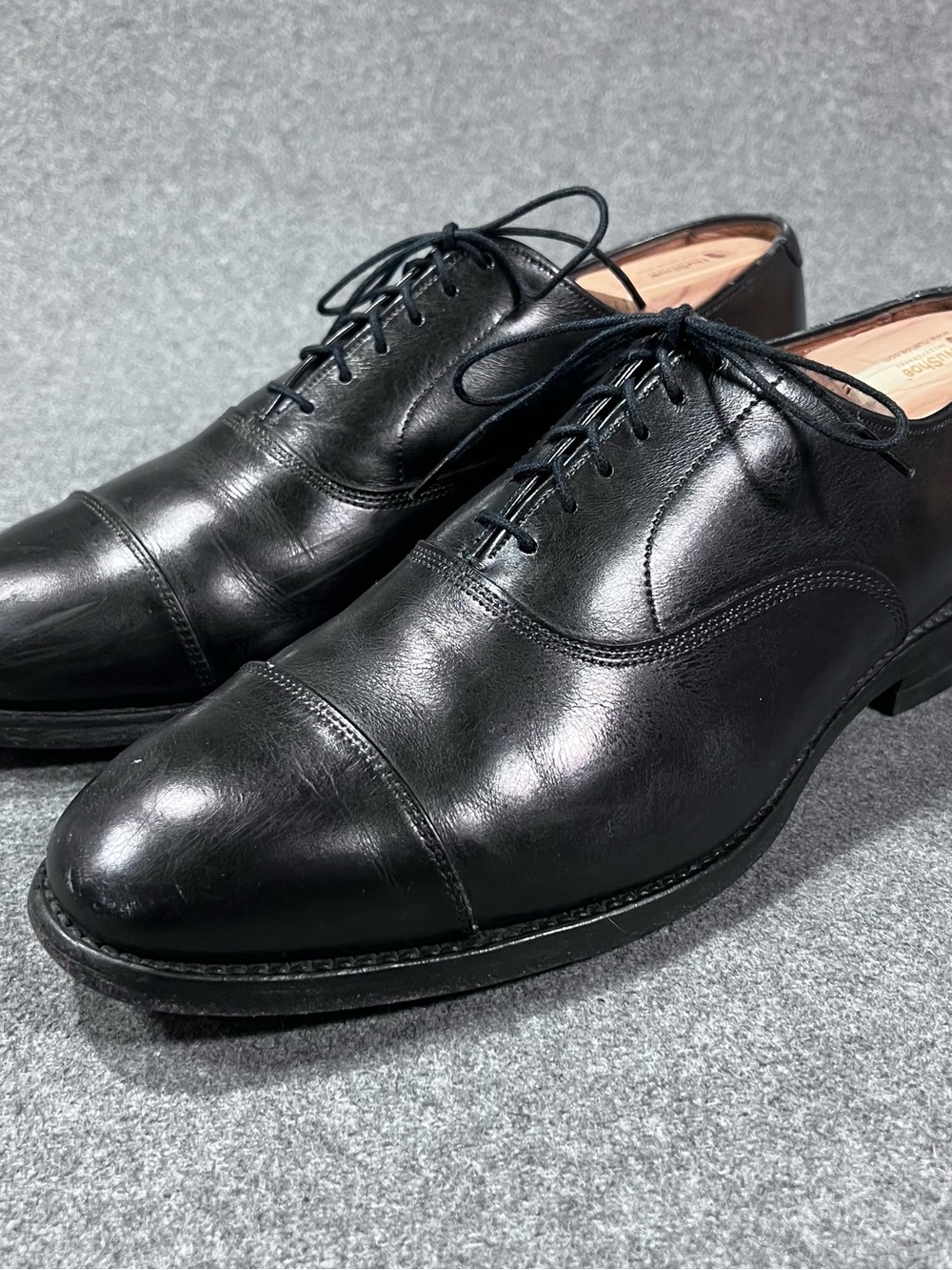 Allen Edmonds Black Cap-Toe Leather Oxfords